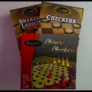 Family Game Lot Chinese Checkers + Snakes & Ladders + Original Checkers Classic